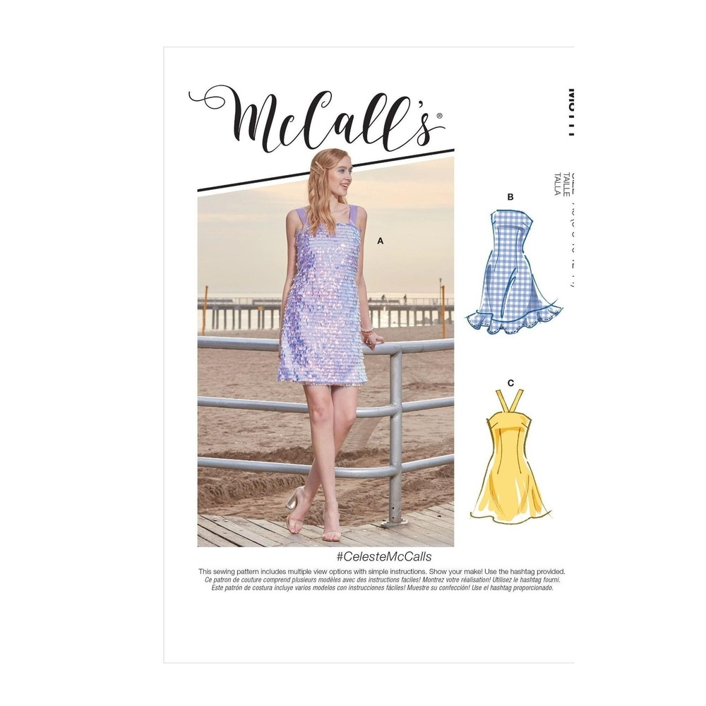 McCall's Sewing Pattern 8111 Misses Size 6-14 Dress Shift Open Back Flounce Hem